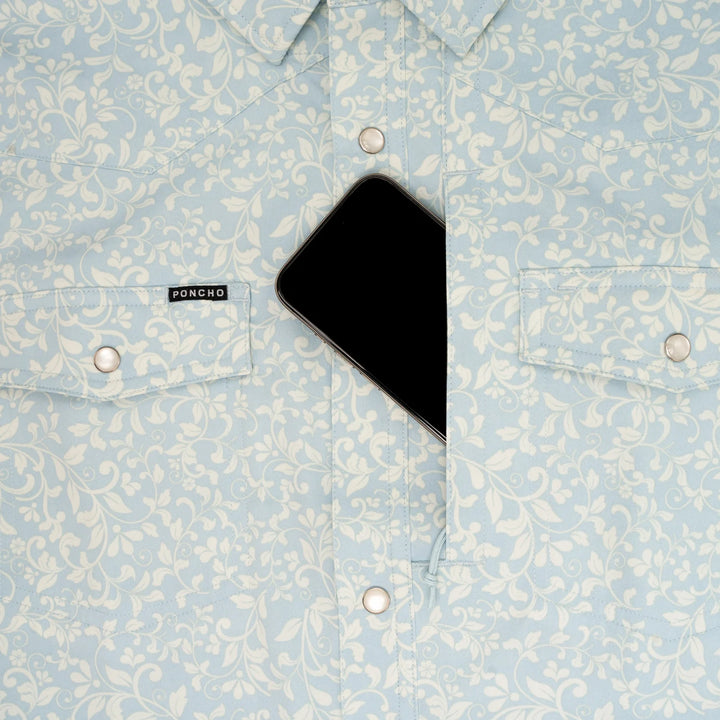 Poncho - The Pinos Altos - Blue Western Flower Print - Apparel - Fly Fish Food