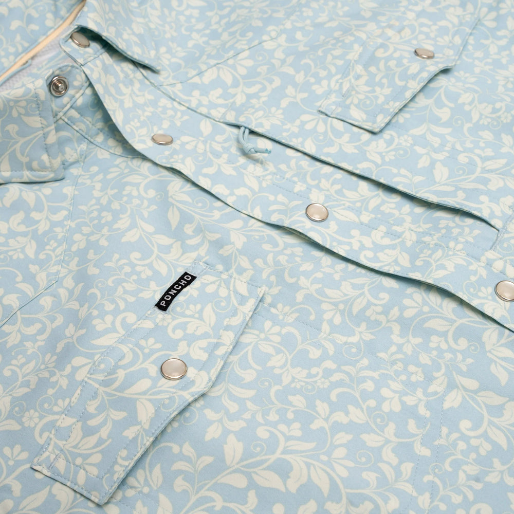 Poncho - The Pinos Altos - Blue Western Flower Print - Apparel - Fly Fish Food