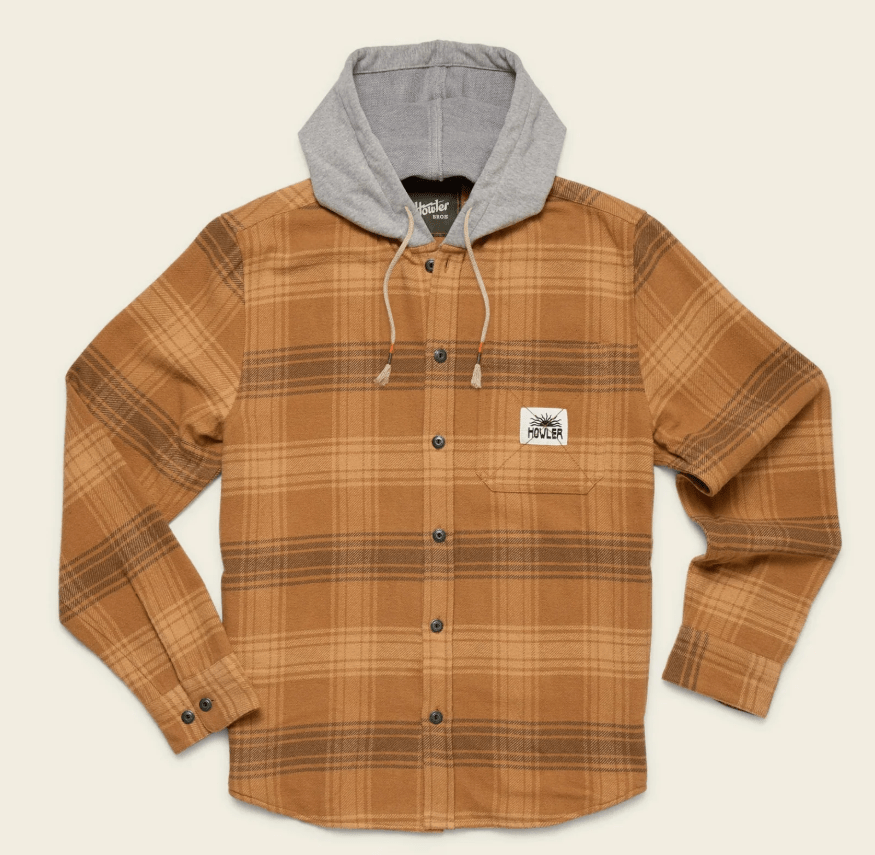 Howler Bros - Salvo Hooded Blanket Flannel - Mesa Plaid : Duck Brown - Apparel - Fly Fish Food