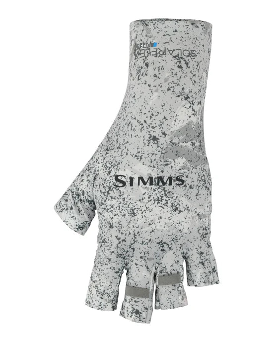 Simms SolarFlex Half - Finger Sun Gloves - Back Eddy White - Apparel - Fly Fish Food