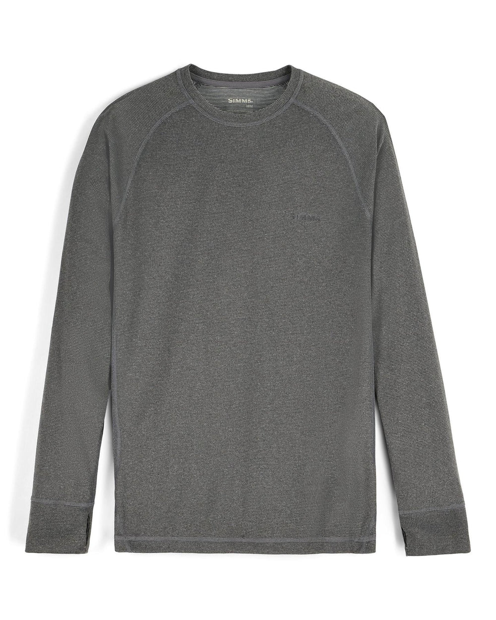 Simms - Men's Strata 160 LS Baselayer Crew - Dark Grey Heather - Apparel - Fly Fish Food