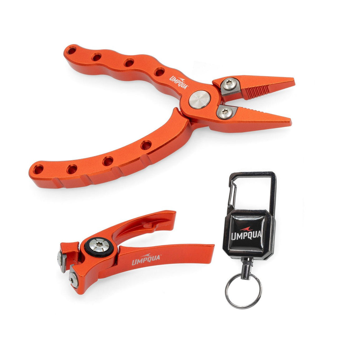 Umpqua - RiverRun Combo Retractor/Nipper/Plier - Gunmetal/Orange - On Water Accessories - Fly Fish Food