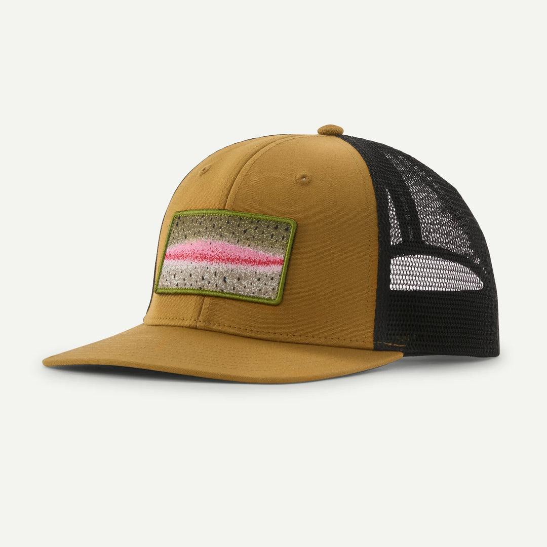 Patagonia - Take A Stand Trucker Hat - Rainbow Run: Bobcat Brown - Hats - Fly Fish Food