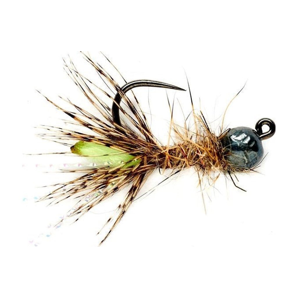 Peeping Caddis Jig - Burnt Green - Barbless - Flies - Fly Fish Food