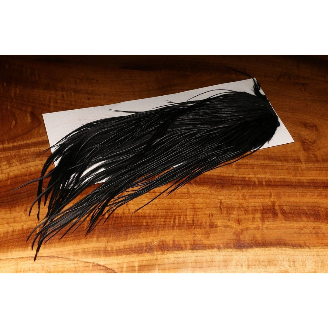 Dyed over White Saddle Patch - Black - Hackle - Fly Fish Food