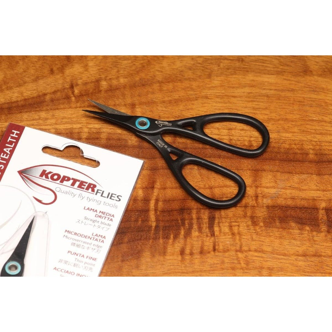 Kopter Absolute Stealth Straight Blade Micro Serrated Scissor - Tools &amp; Vises - Fly Fish Food