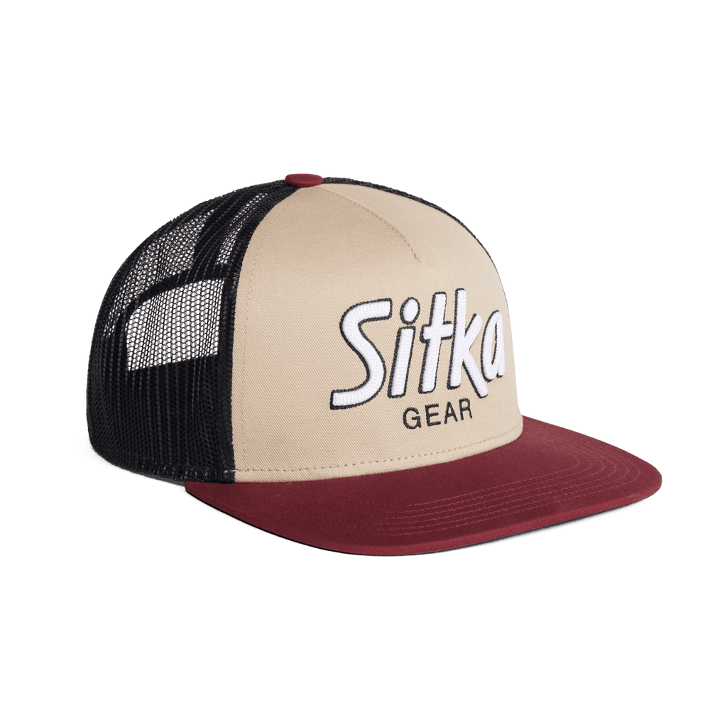 Sitka - 90s Script Hi Pro Trucker Hat - Dark Red - Hats - Fly Fish Food