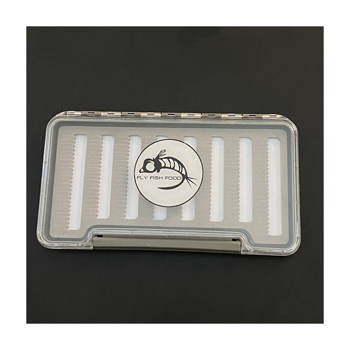 FLY FISH FOOD LOGO FLY BOX, CLEAR SINGLE SIDED - WITH DRY FLY FOAM - Fly Boxes - Fly Fish Food