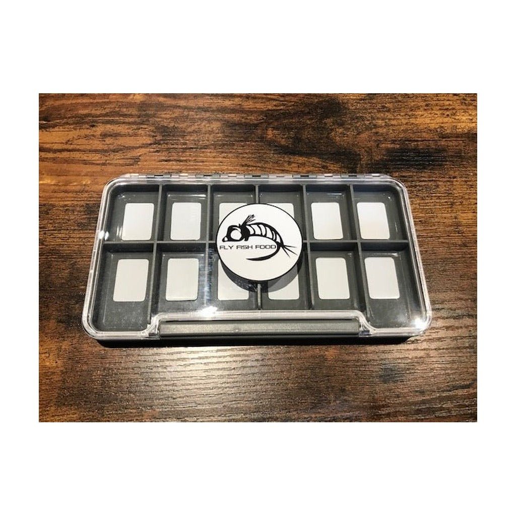 Fly Fish Food Logo Fly Box, Clear Single Sided 12 Magnetic Compartments - Large - Fly Boxes - Fly Fish Food