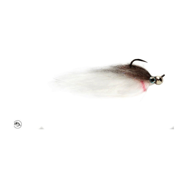 Jiggy Fat Minnow Brown &amp; White Barbless - Flies - Fly Fish Food
