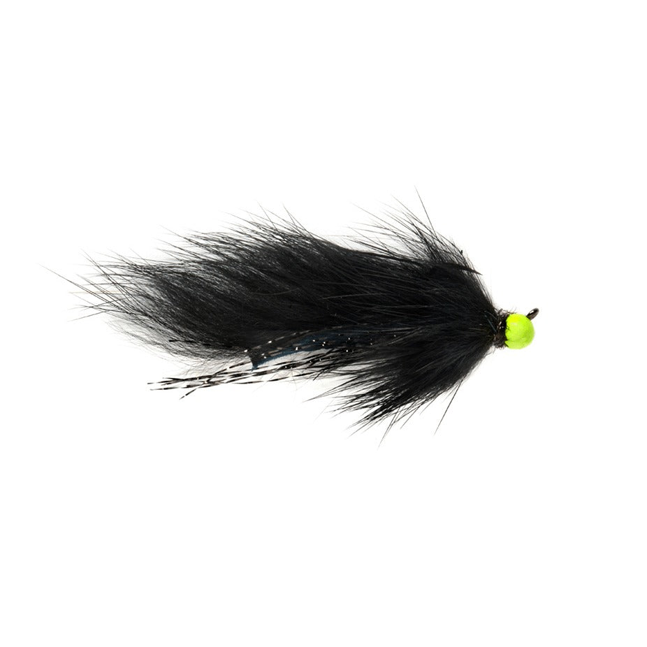 Tactical Hot Head Jig Zonker Black Barbless - Flies - Fly Fish Food
