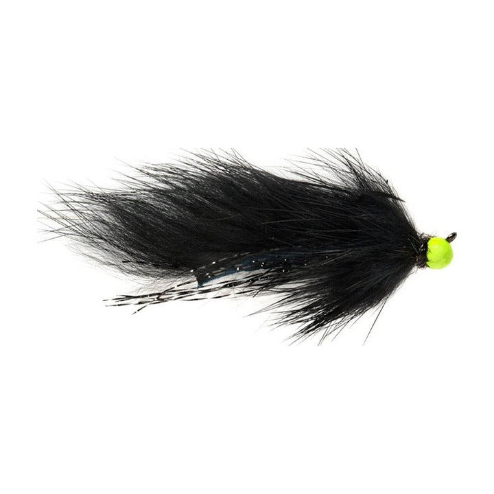 Tactical Hot Head Jig Zonker Black Barbless - Flies - Fly Fish Food