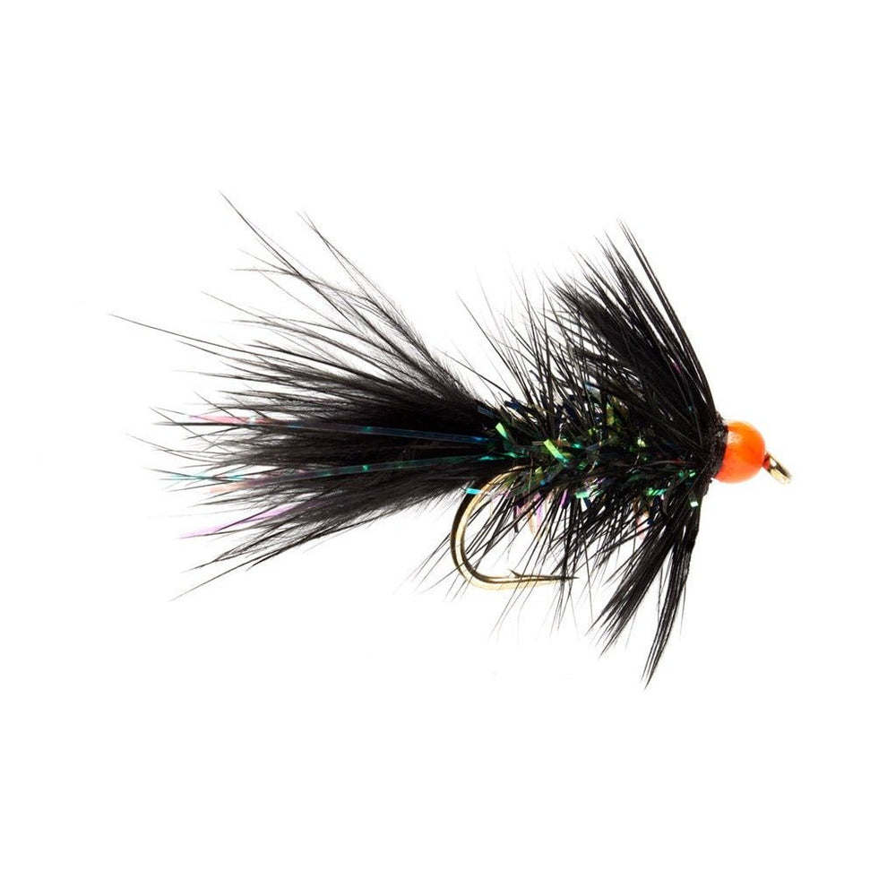 Mini Shimmer Bugger - Black & Orange Bead - Flies - Fly Fish Food