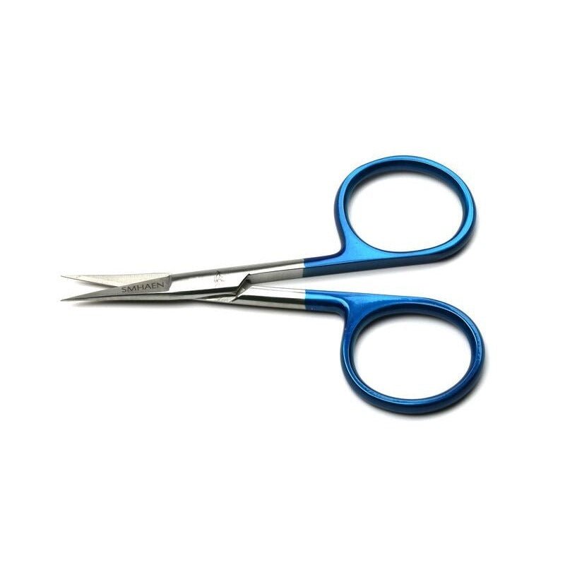 Smhaen Tungsten Carbide 4" Blue Midge Straight Scissors - Tying Tools - Fly Fish Food