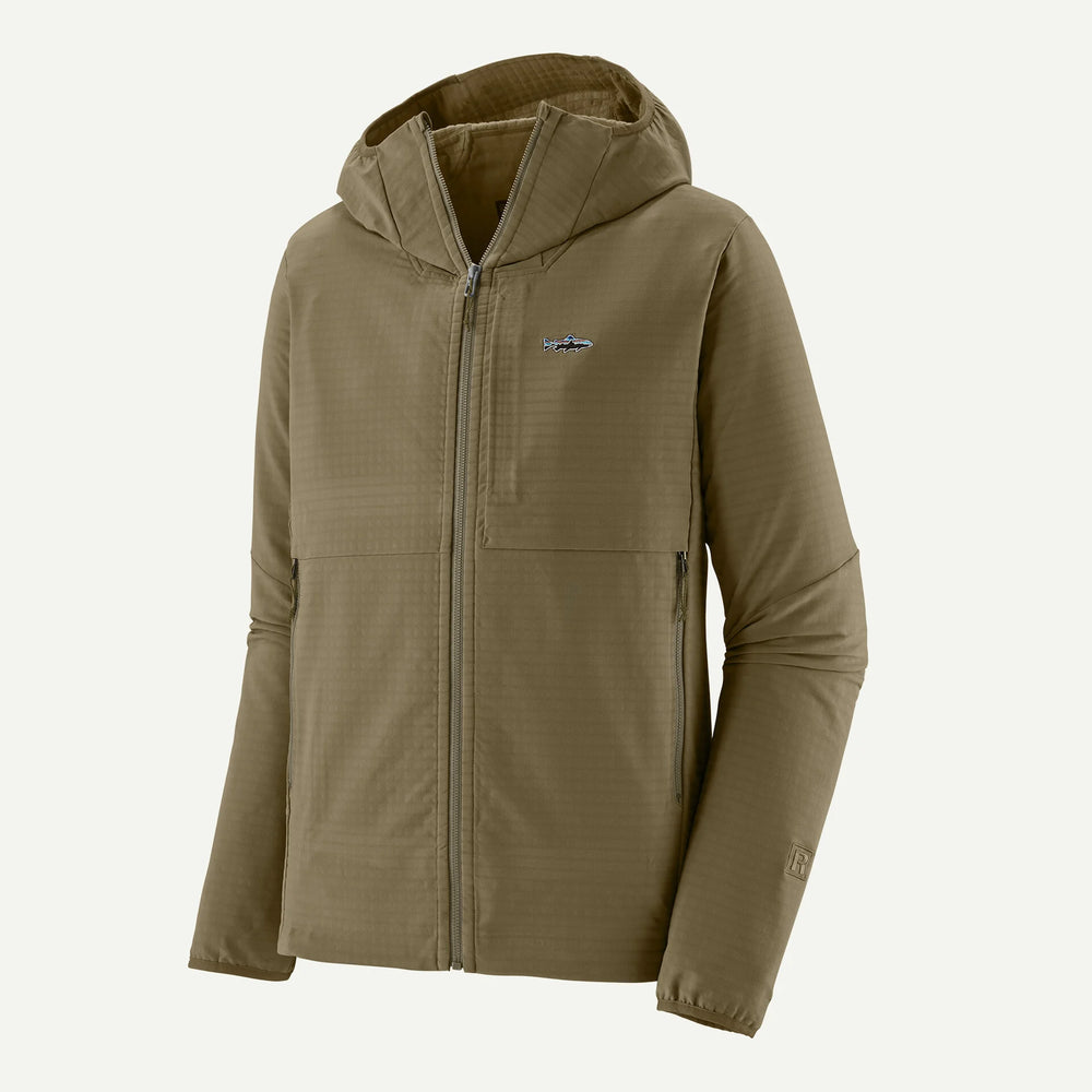 Patagonia - Men's R1 TechFace Fitz Roy Trout Hoody - Dark Ash - Apparel - Fly Fish Food