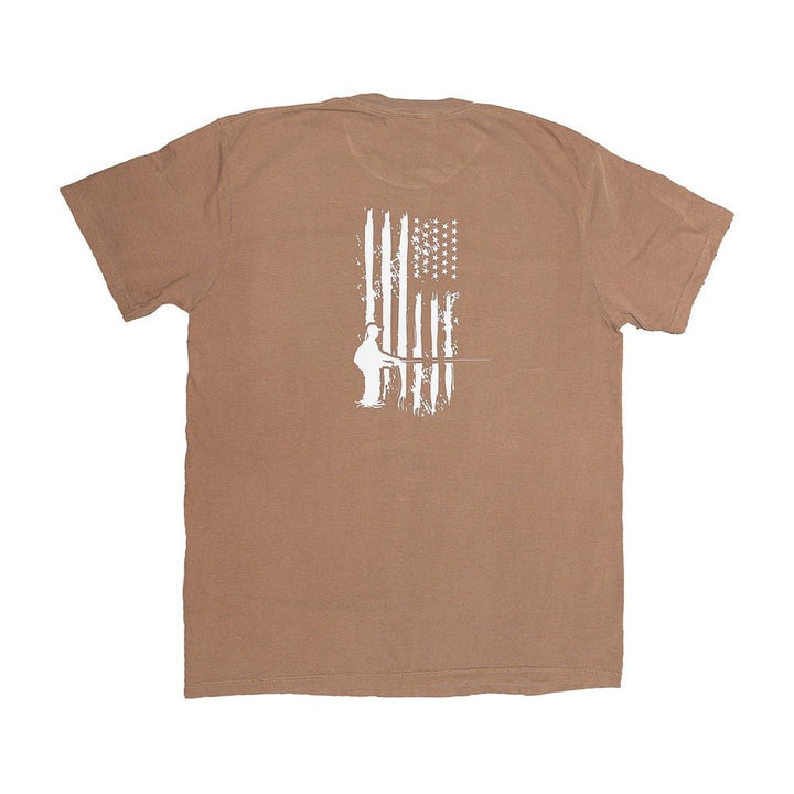Fly Fish Food Patriotic Fisherman T-Shirt - Brown - Apparel - Fly Fish Food