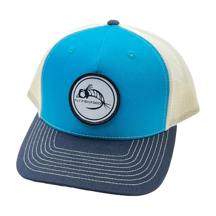 Fly Fish Food Logo Hat - Turquoise &amp; Blue White Stitching - Hats - Fly Fish Food