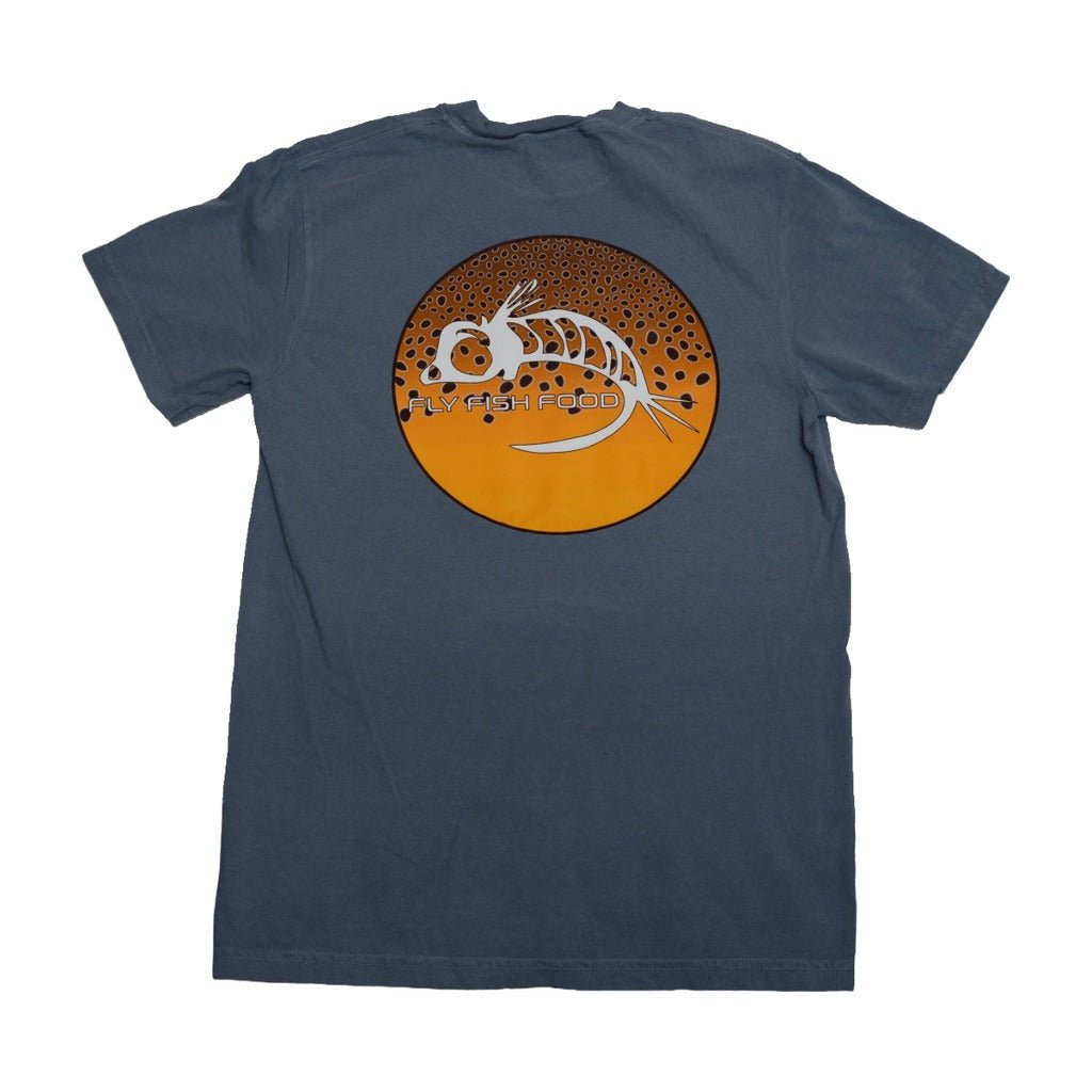 Fly Fish Food Brown Trout Logo Tee - Blue - Apparel - Fly Fish Food
