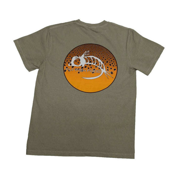 Fly Fish Food Brown Trout Logo Tee - Sage - Apparel - Fly Fish Food