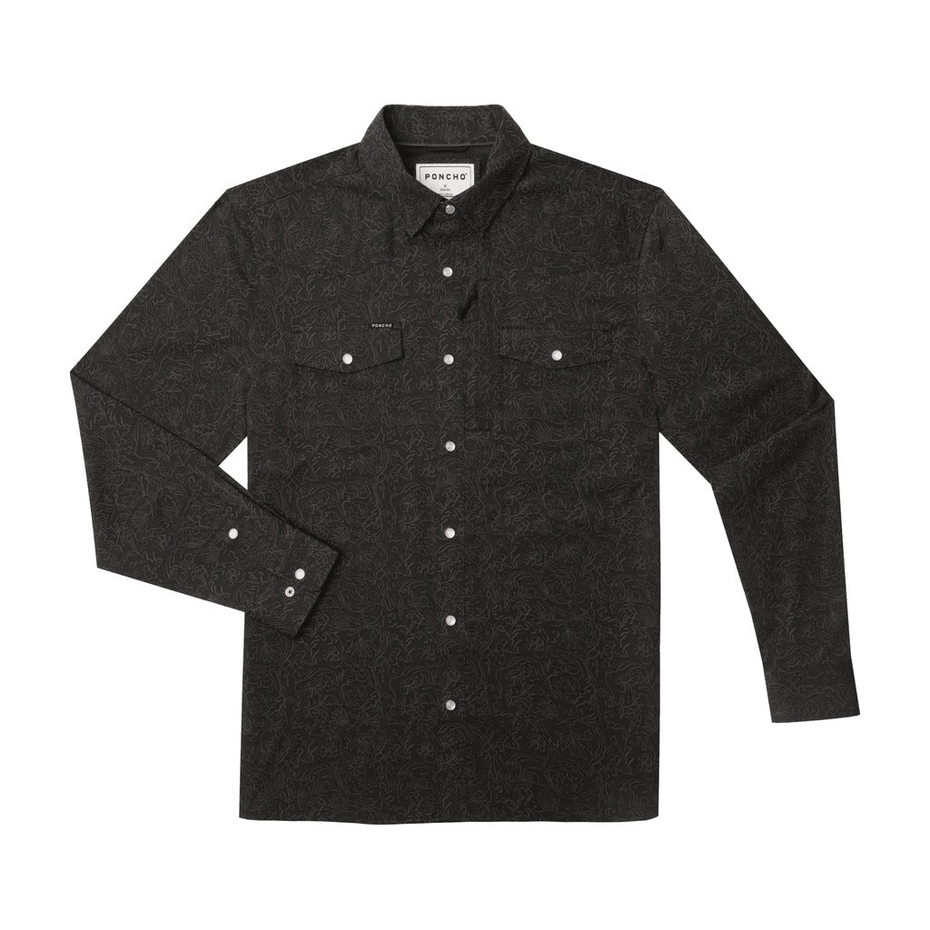 Poncho - The Pat Garrett - Black Floral Print - Apparel - Fly Fish Food