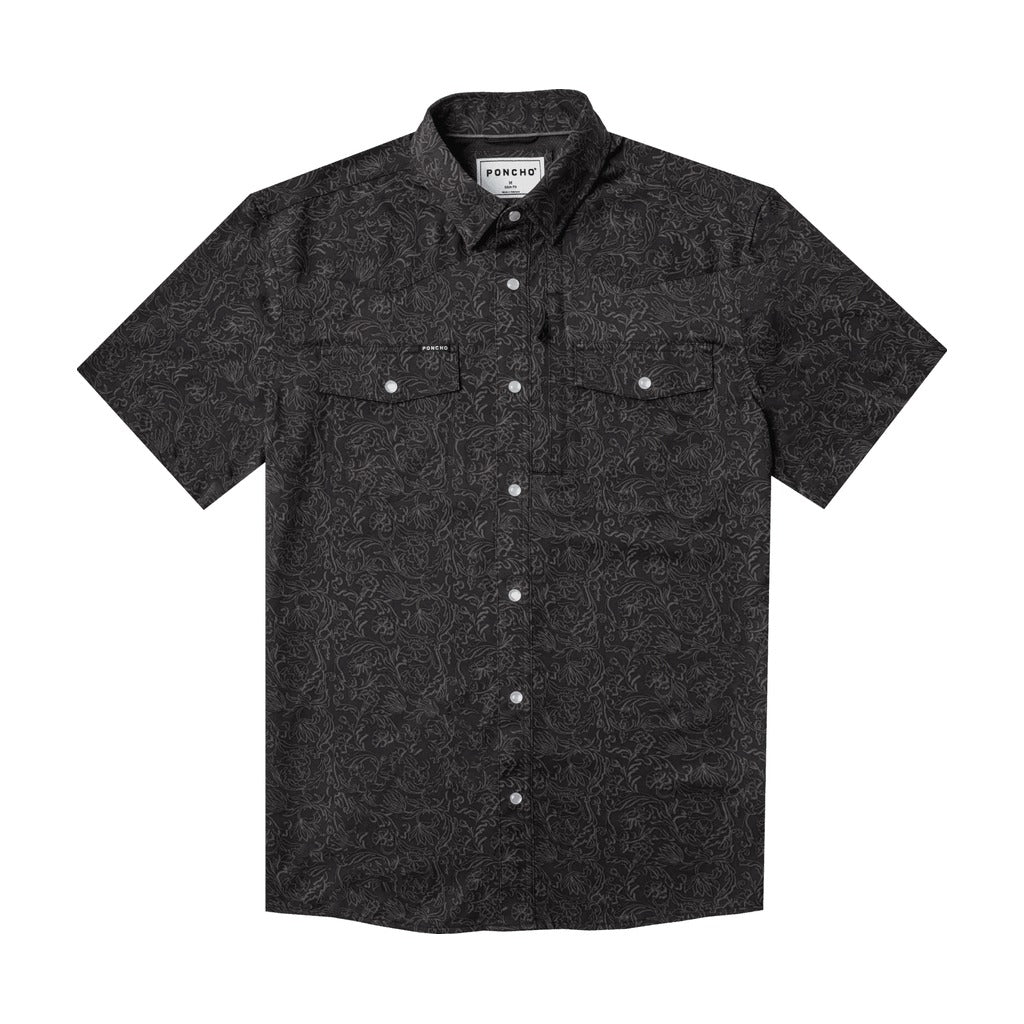 Poncho - The John Coffee - Black Floral Print - Apparel - Fly Fish Food