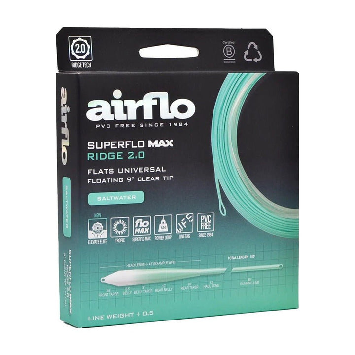Airflo Superflo Max Ridge 2.0 - Flats Universal Taper - 9ft Clear Tip - Fly Lines - Fly Fish Food