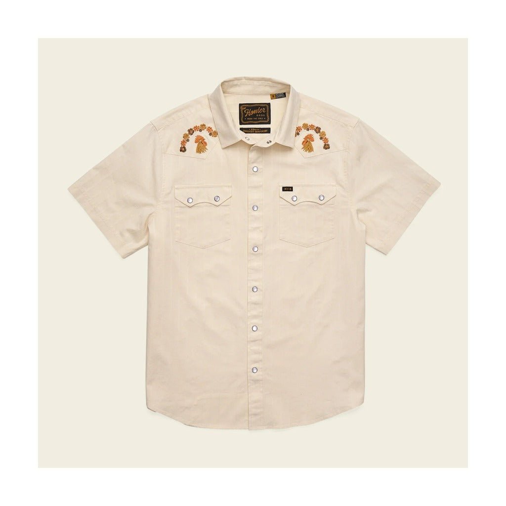 Howler Bros - Crosscut Deluxe Shortsleeve Shirt - Fowl Play: Off White Dobby - Apparel - Fly Fish Food