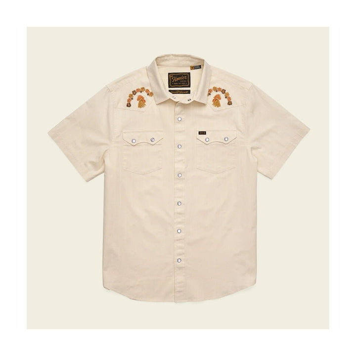 Howler Bros - Crosscut Deluxe Shortsleeve Shirt - Fowl Play: Off White Dobby - Apparel - Fly Fish Food