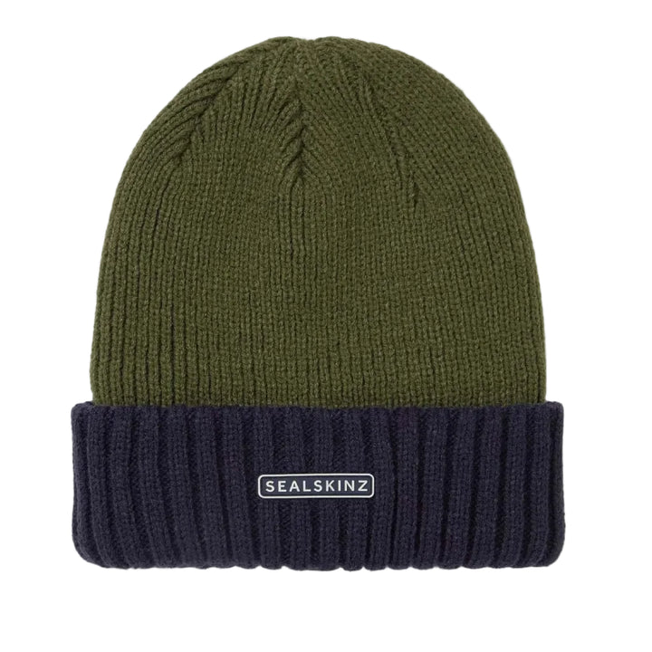 Sealskinz - Bacton Waterproof Cold Weather Roll Cuff Beanie Hat - Olive/Navy