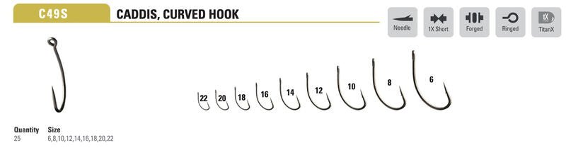 Mustad - Curved Caddis Hook C49SAP - Hooks &amp; Shanks - Fly Fish Food