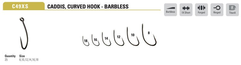Mustad - Curved Caddis C49XSAP - Hooks &amp; Shanks - Fly Fish Food