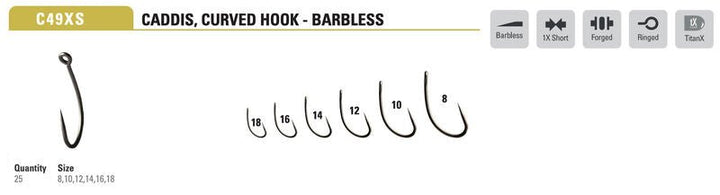 Mustad - Curved Caddis C49XSAP - Hooks &amp; Shanks - Fly Fish Food