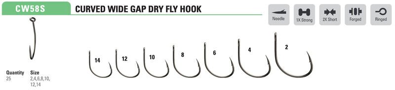 Mustad - Curved Apex Wide Dry Fly Hook CW58SAP - Hooks & Shanks - Fly Fish Food
