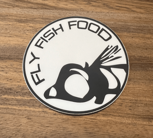 Fly Fish Food Sticker Black &amp; White 4" Zoom - Stickers - Fly Fish Food