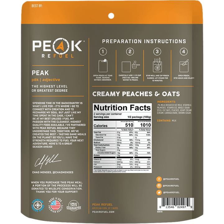 Peaches &amp; Cream Steel Cut Oatmeal - Food &amp; Beverage - Fly Fish Food