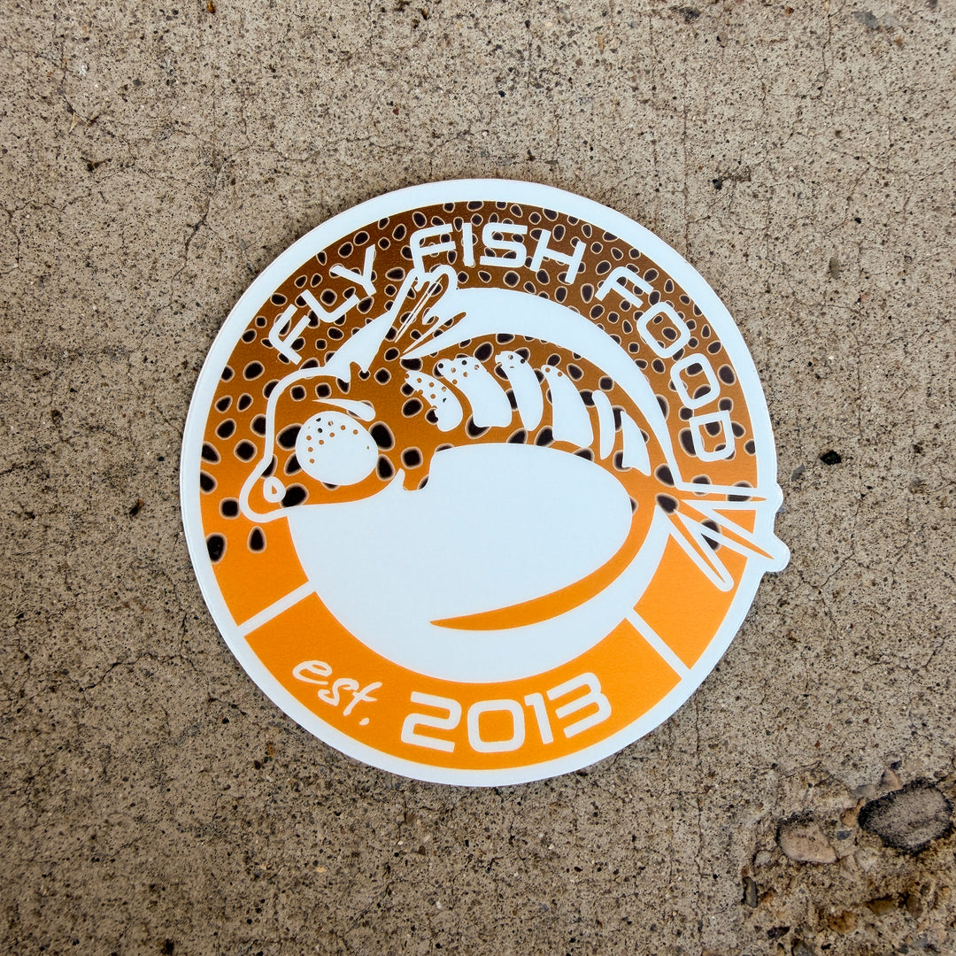Fly Fish Food Anniversary Sticker - Brown Trout (3")