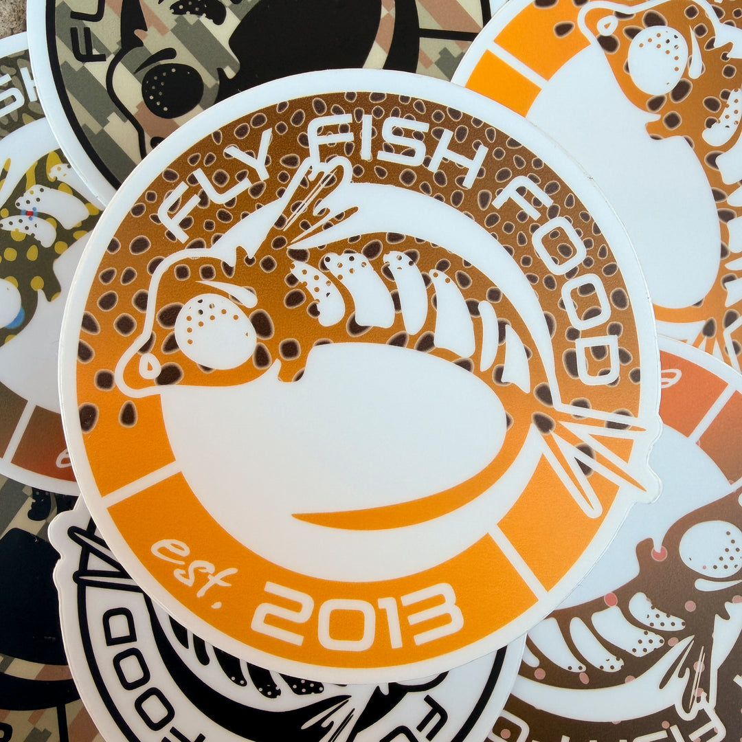 Fly Fish Food Anniversary Sticker - Brown Trout (3")