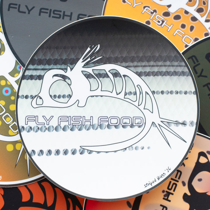 Fly Fish Food Sticker - Striped Bass (2") - Stickers - Fly Fish Food