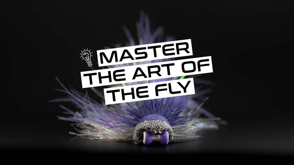 Purple Slider Fly with text overlay about skill builders masting the art of the fly