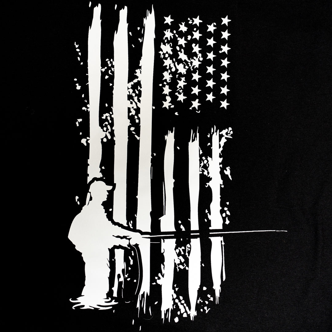 Fly Fish Food Patriotic Fisherman T-Shirt - Black - Apparel - Fly Fish Food