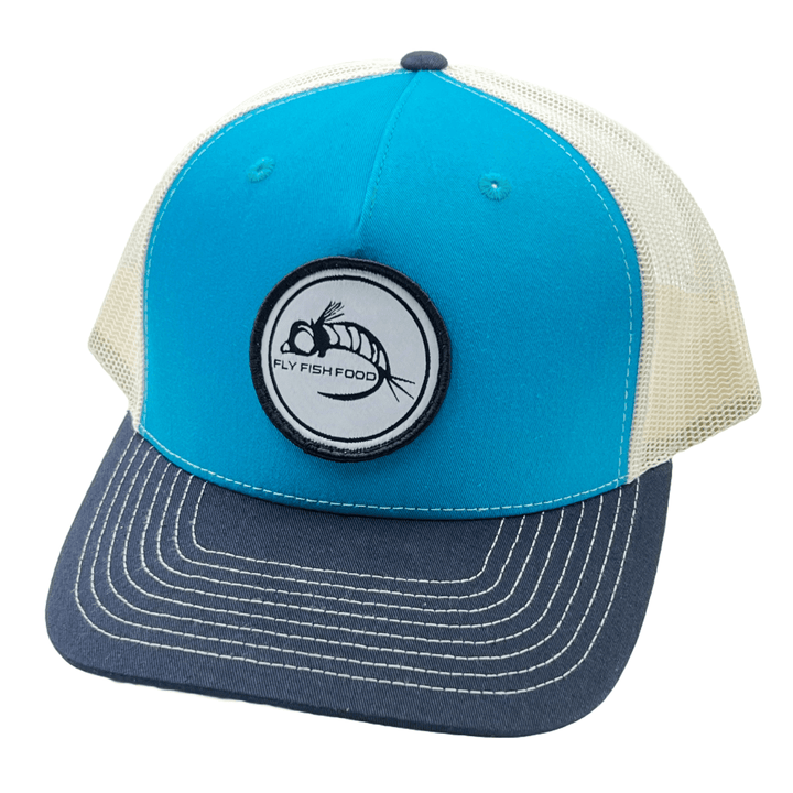 Fly Fish Food Logo Hat - Turquoise &amp; Blue White Stitching - Hats - Fly Fish Food