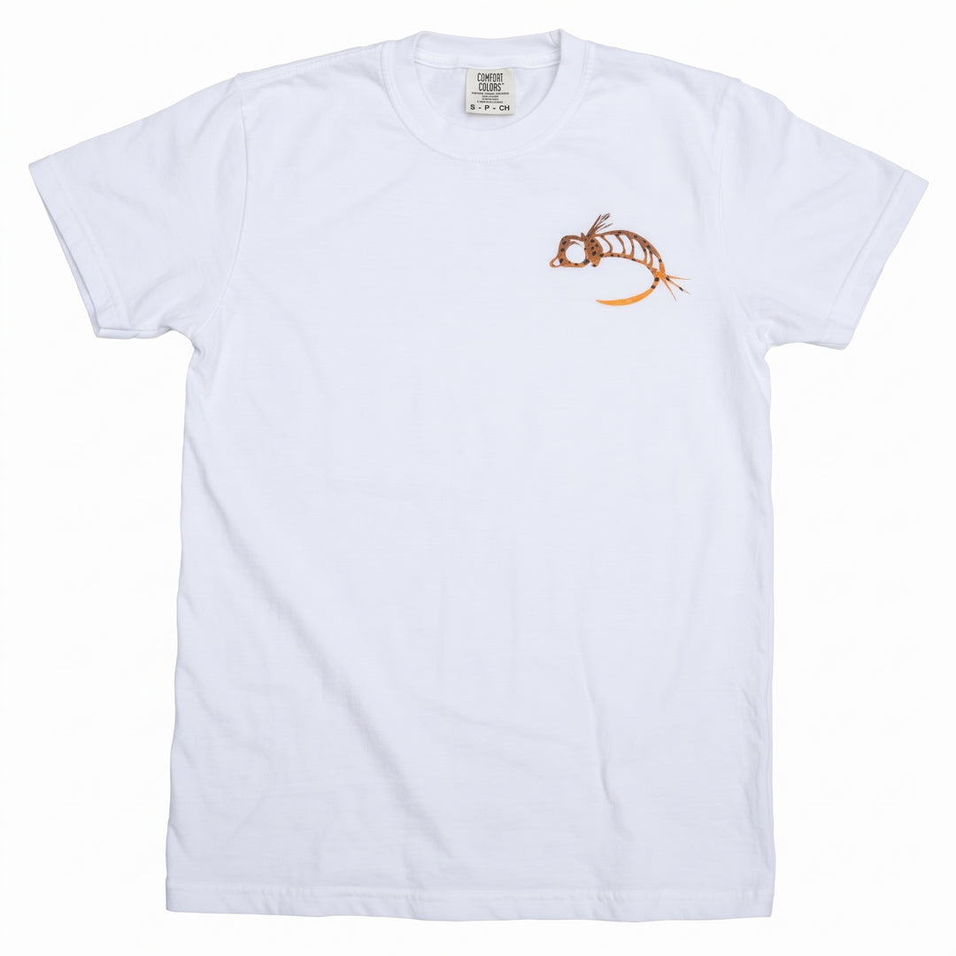 Fly Fish Food Brown Trout Logo Tee - White