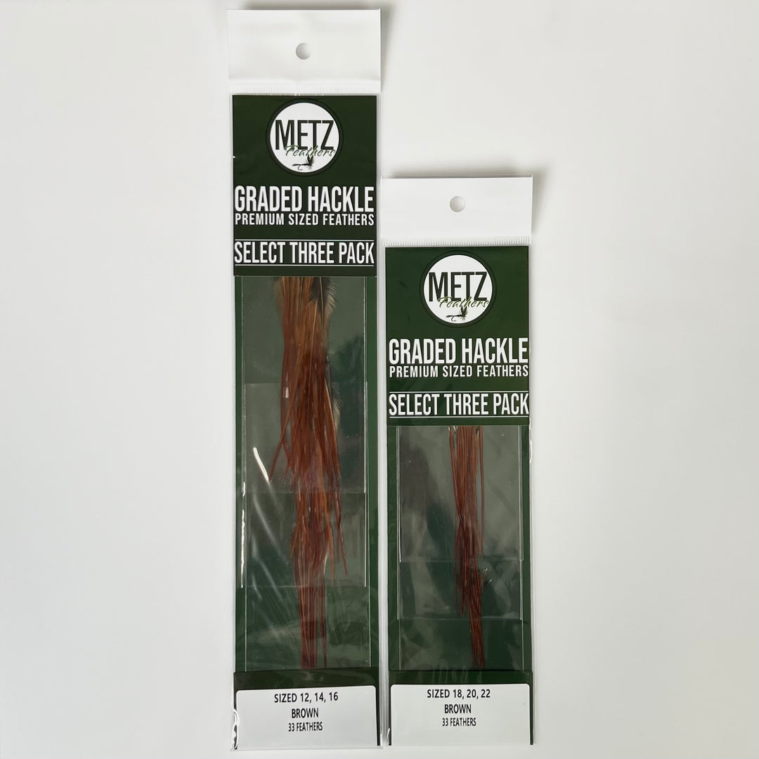 Metz - Select Three Pack - Brown - Hackle - Fly Fish Food