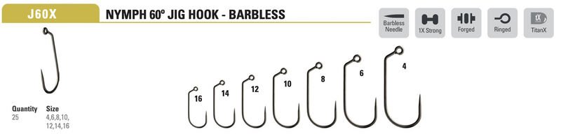 Mustad - Hard Head Barbless Jig Hook J60XAP - Hooks & Shanks - Fly Fish Food