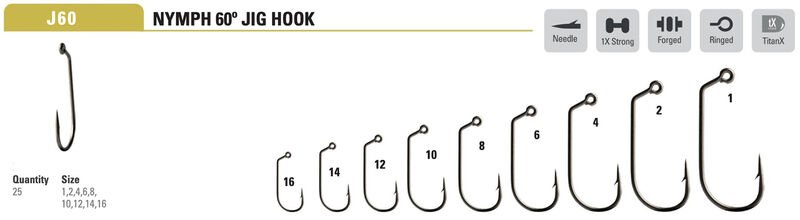 Mustad - Hard Head Jig Hook J60AP - Hooks &amp; Shanks - Fly Fish Food
