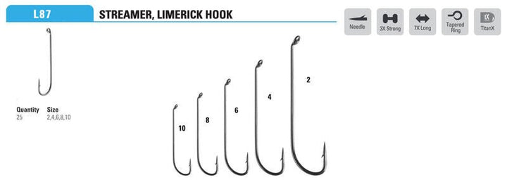 Mustad - Limerick Streamer Hook L87AP - Hooks &amp; Shanks - Fly Fish Food