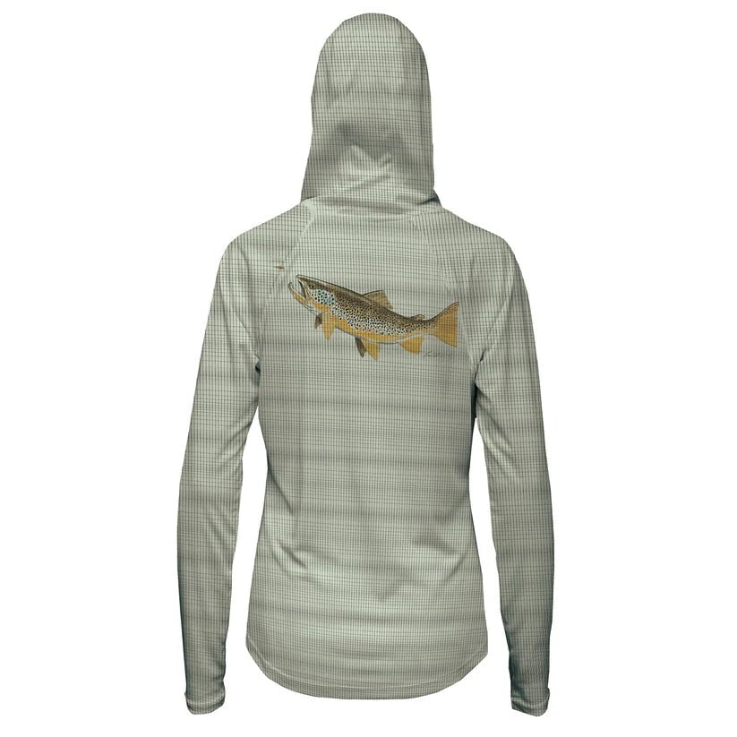 FFF Logo - RepYourWater Hungry Brown Flolite Sun Hoody - Women's - Apparel - Fly Fish Food