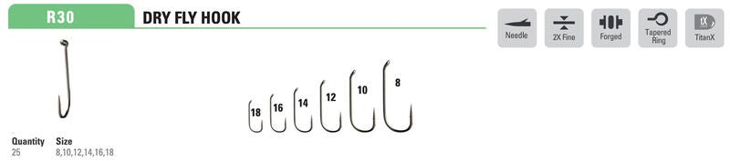 Mustad - Classic Fine Dry Hook R30AP - Hooks &amp; Shanks - Fly Fish Food