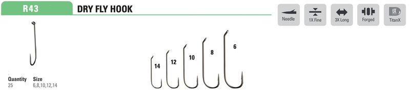 Mustad - Classic Long Dry Hook R43AP - Hooks & Shanks - Fly Fish Food