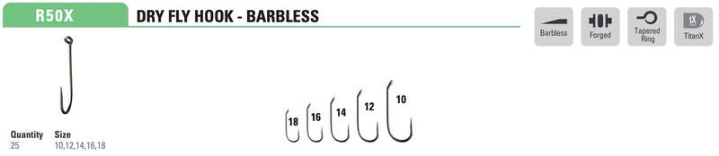 Mustad - Classic Dry Barbless Hook R50XAP - Hooks &amp; Shanks - Fly Fish Food